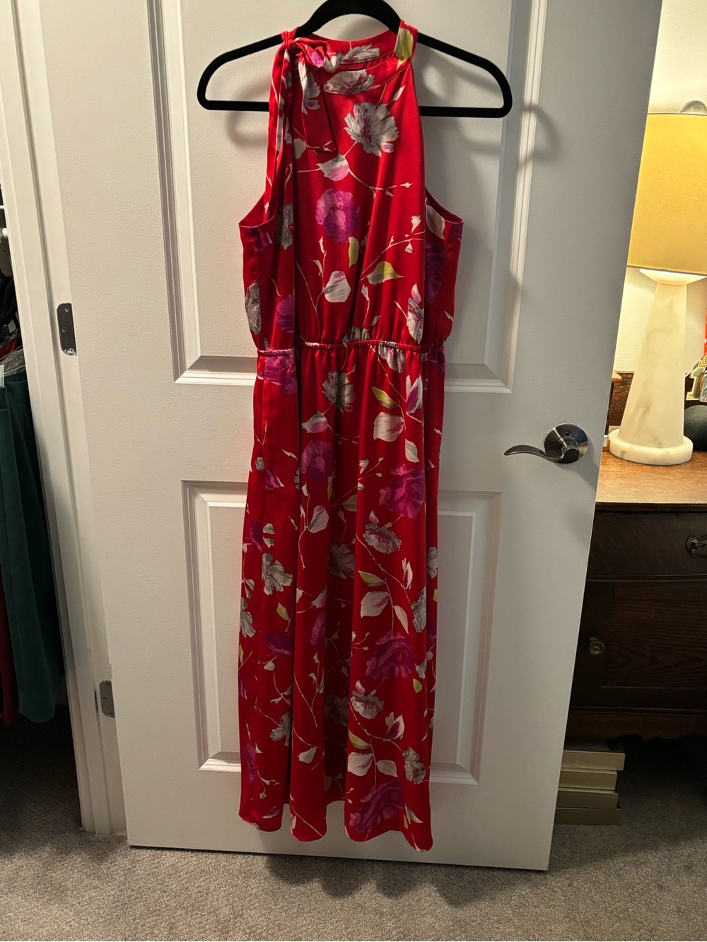 Banana Republic Red Floral Detail Maxi Dress